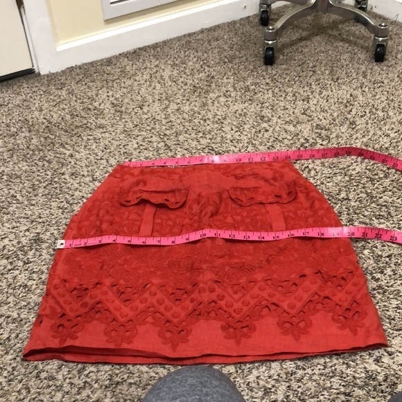 Anthropologie Yoana Baraschi Skirt Size 0 Burnt Orange Floral Embroiderd - Picture 6 of 10